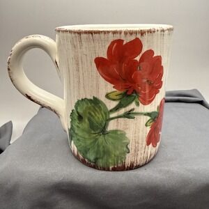 Sur La Table  Hand Painted Floral Design Italy CAPRI Mug Holds 12 ounces